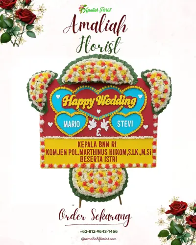 Karangan Papan Bunga Pernikahan di Rangkah